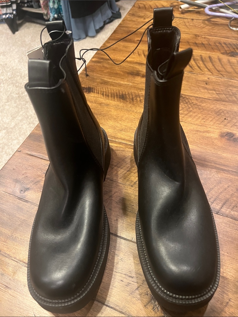a new day Black Smooth Chelsea Combat Boots